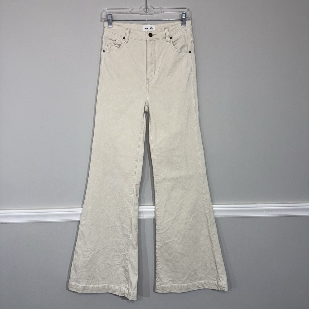 Rolla's East Coast Flare Jean Vanilla Corduroy High-Rise US Sz 28 AU 10 Boho 90s - Picture 14 of 15